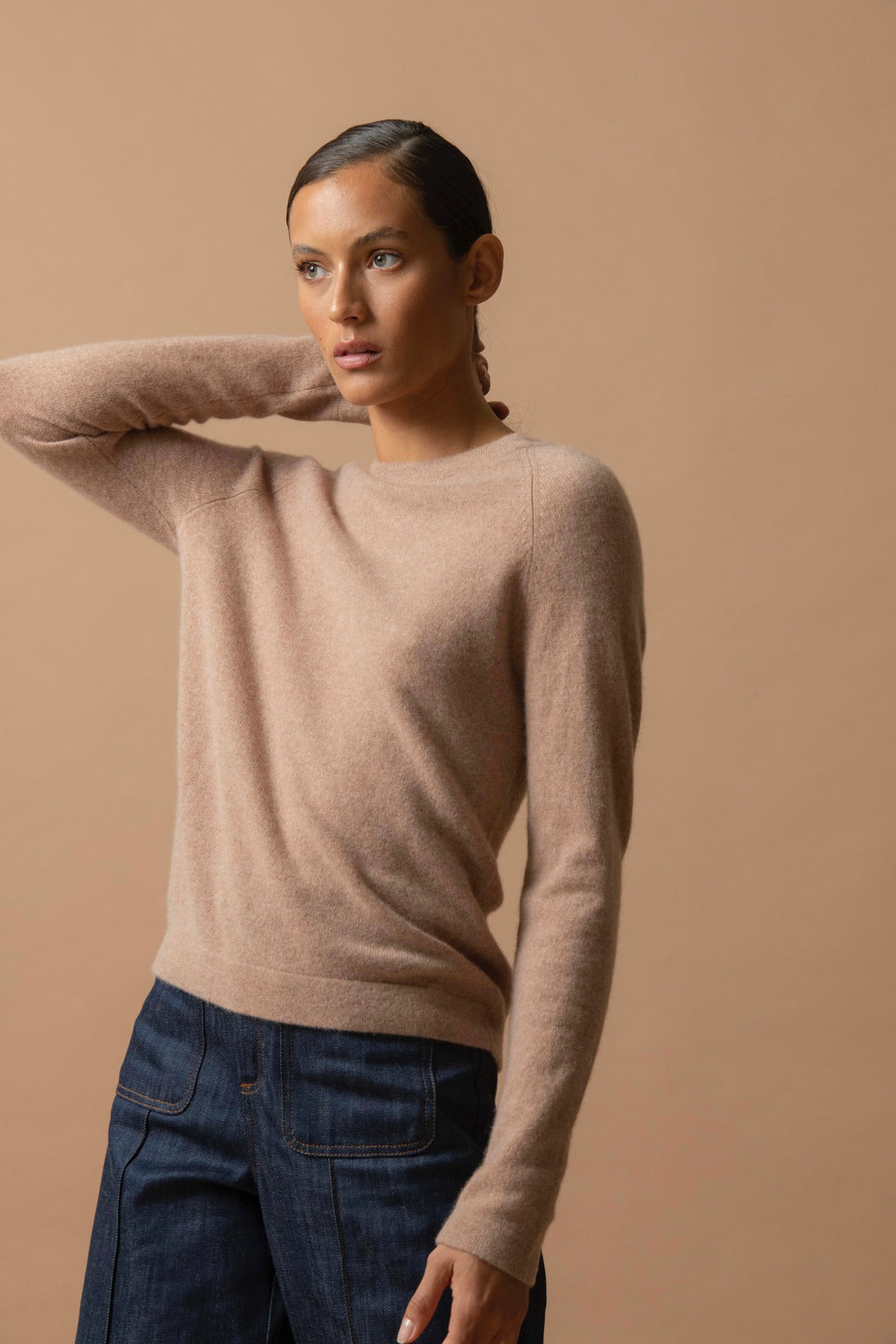 Pull Col Rond Whitney - Camel Chiné