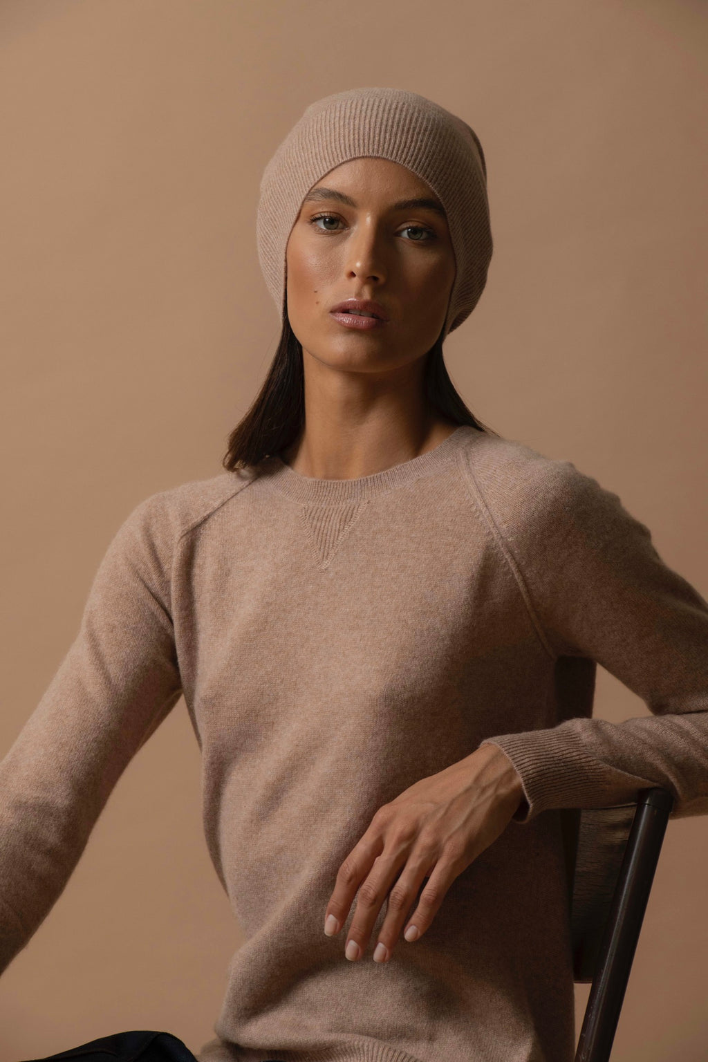 Pull Col Rond Wilma - Camel Chiné