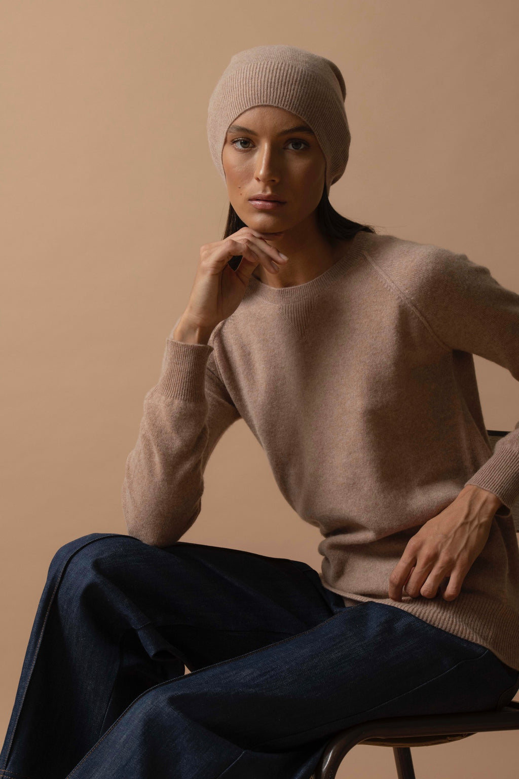 Pull Col Rond Wilma - Camel Chiné
