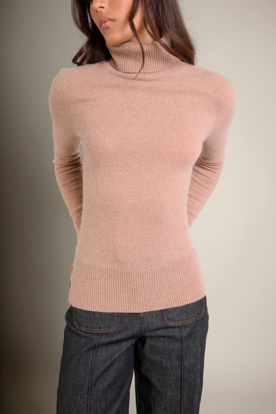 Roll-Neck Jumper - Tracy - Camel Marl
