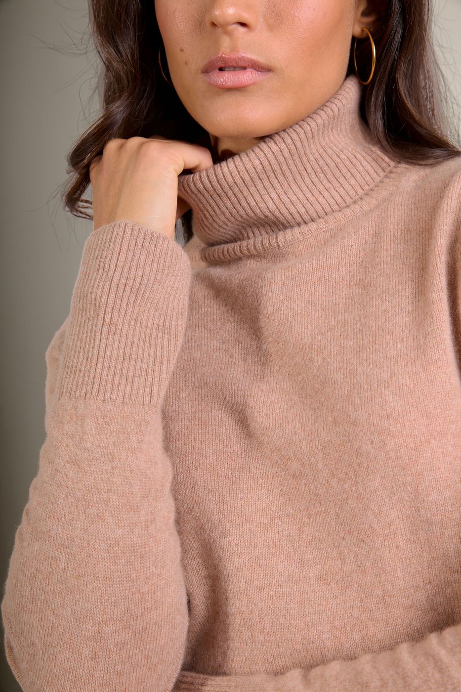 Roll-Neck Jumper - Tracy - Camel Marl