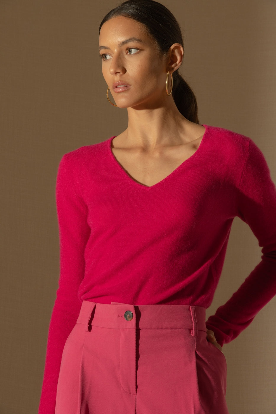 Pull Col V - Shannon - Fuchsia