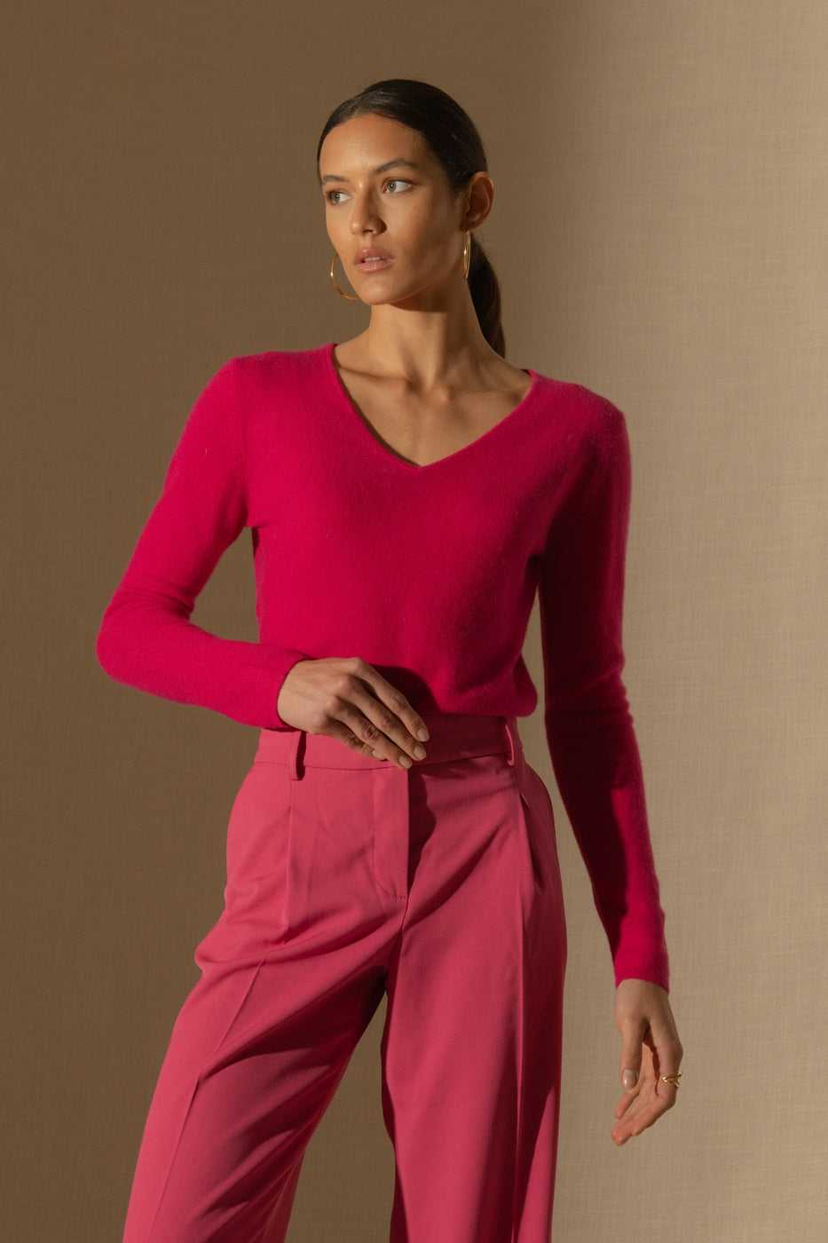 Pull Col V - Shannon - Fuchsia