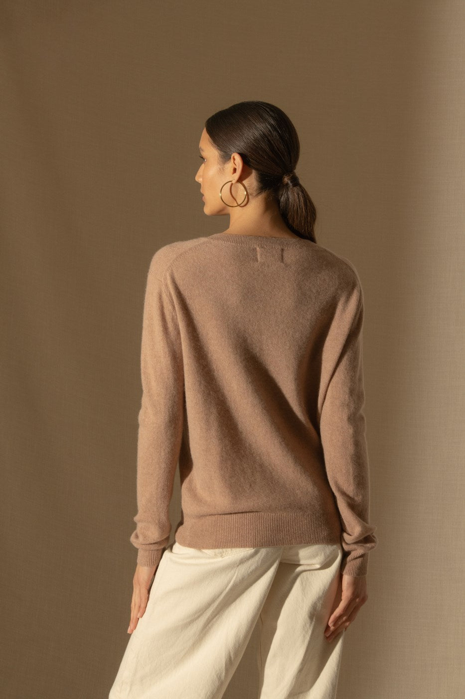 Pull Col V Kalie - Camel Chiné
