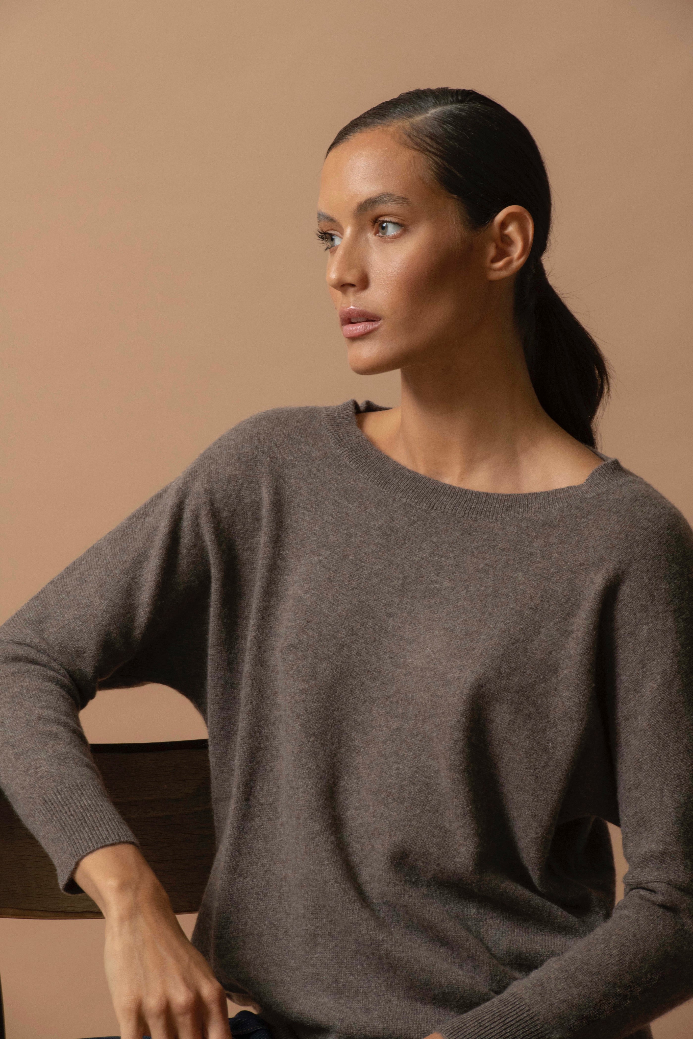 Batwing Jumper - Molly - Taupe Marl