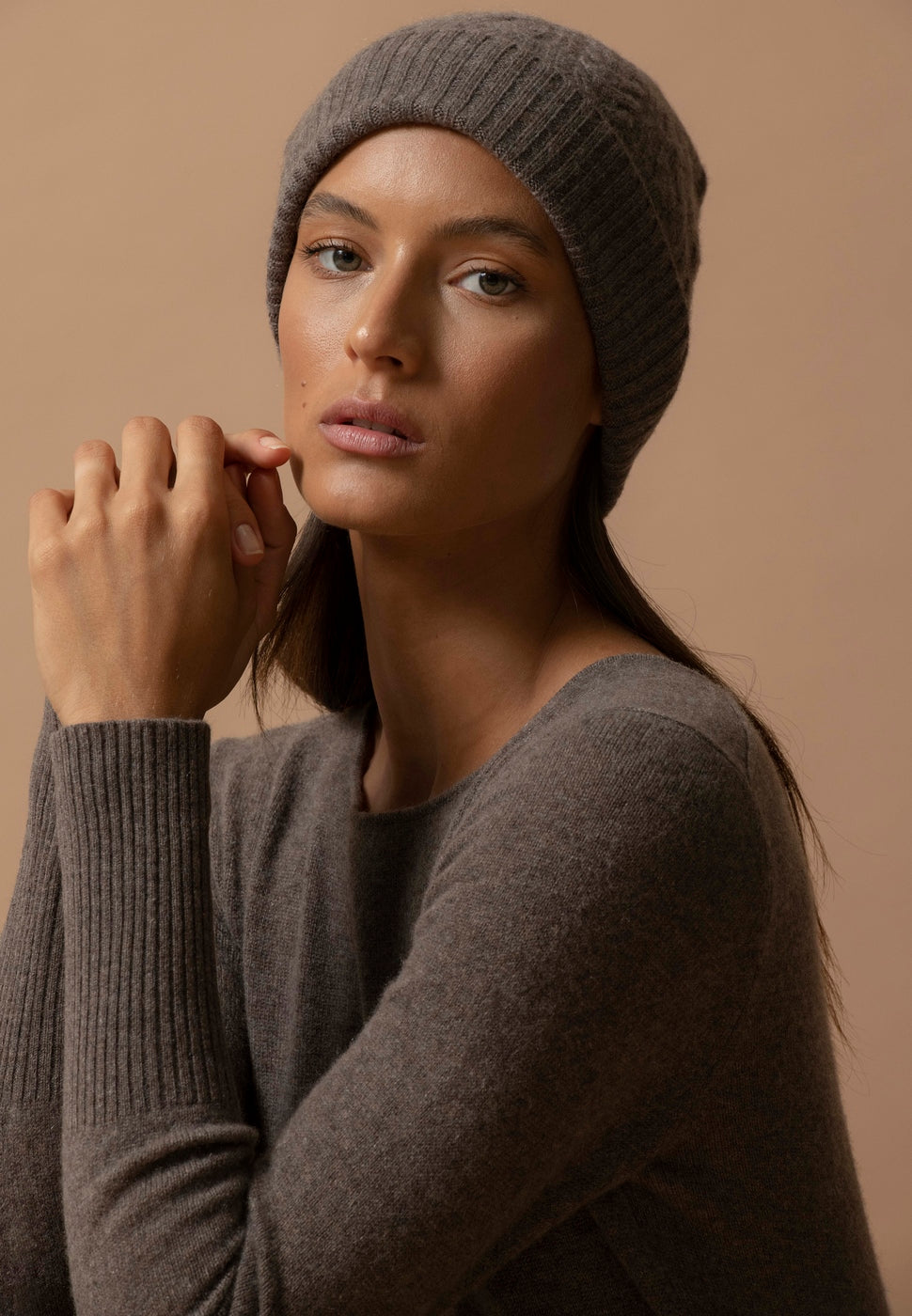 Robe Col Rond Molli - Taupe Chiné