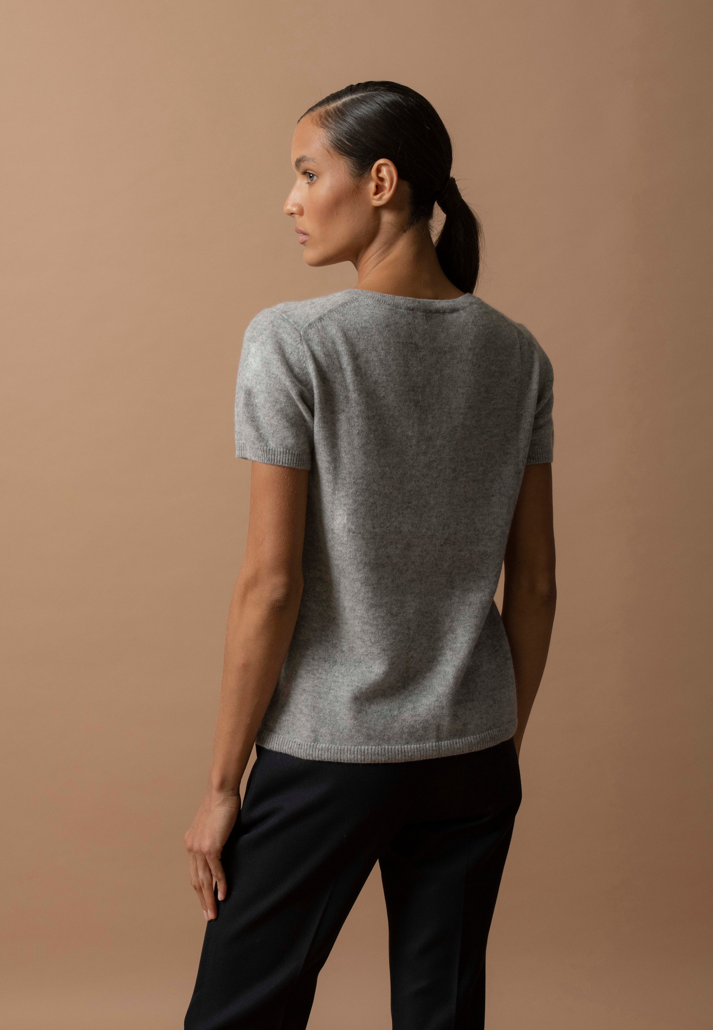 T-Shirt Col V - Efimia - Nuage Chiné