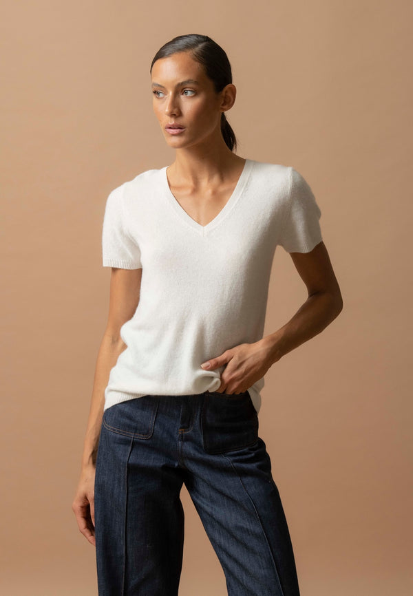T-shirt con scollo a V Efimia - Avorio