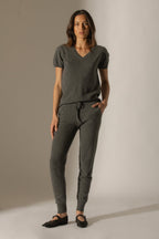 V-Neck T-Shirt - Efimia - Anthracite Heather