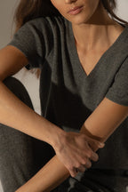 V-Neck T-Shirt - Efimia - Anthracite Heather