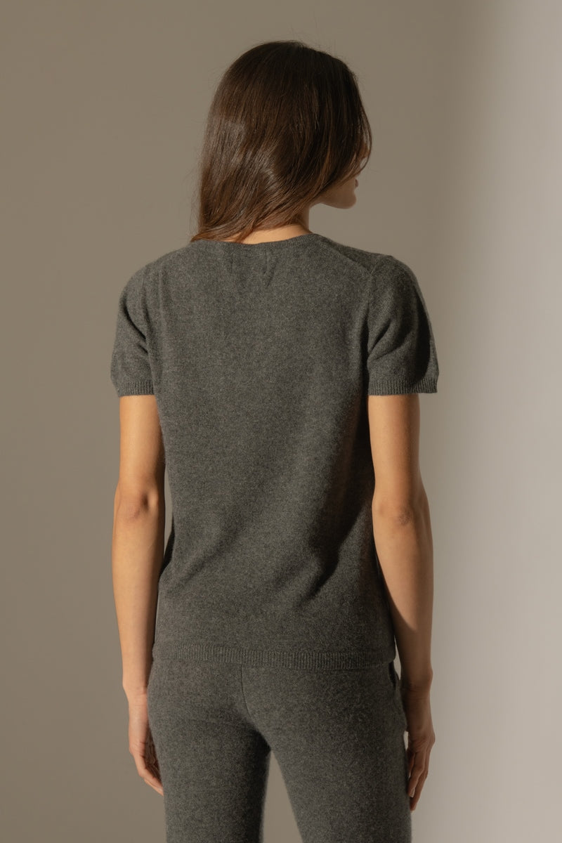 V-Neck T-Shirt - Efimia - Anthracite Heather
