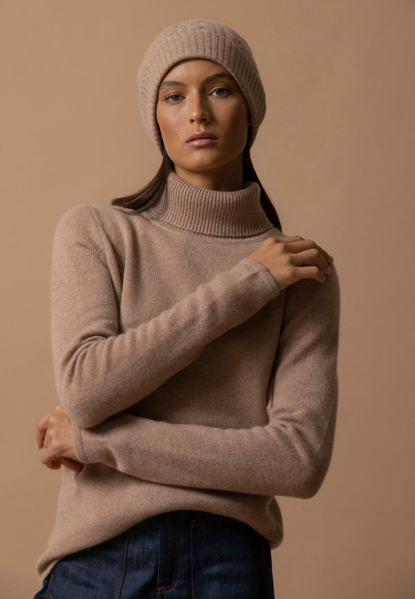 4-Ply Beanie - Popi - Camel Marl