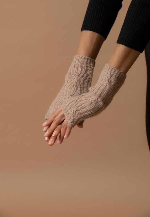 Vingerloze Handschoenen 6-Draads Jelo - Camel Gemêleerd