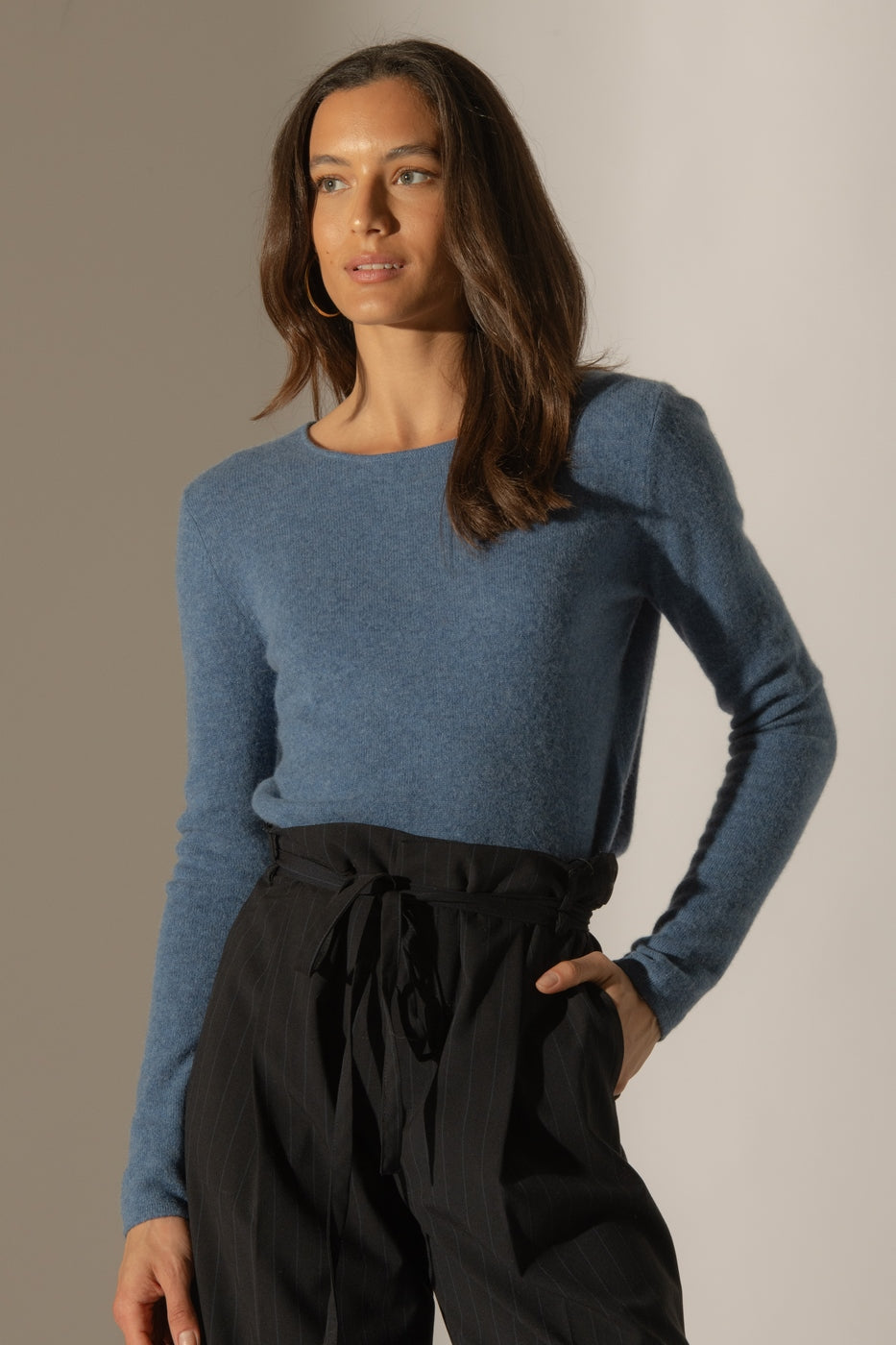 Oprah Crew Neck Jumper - Denim Blue