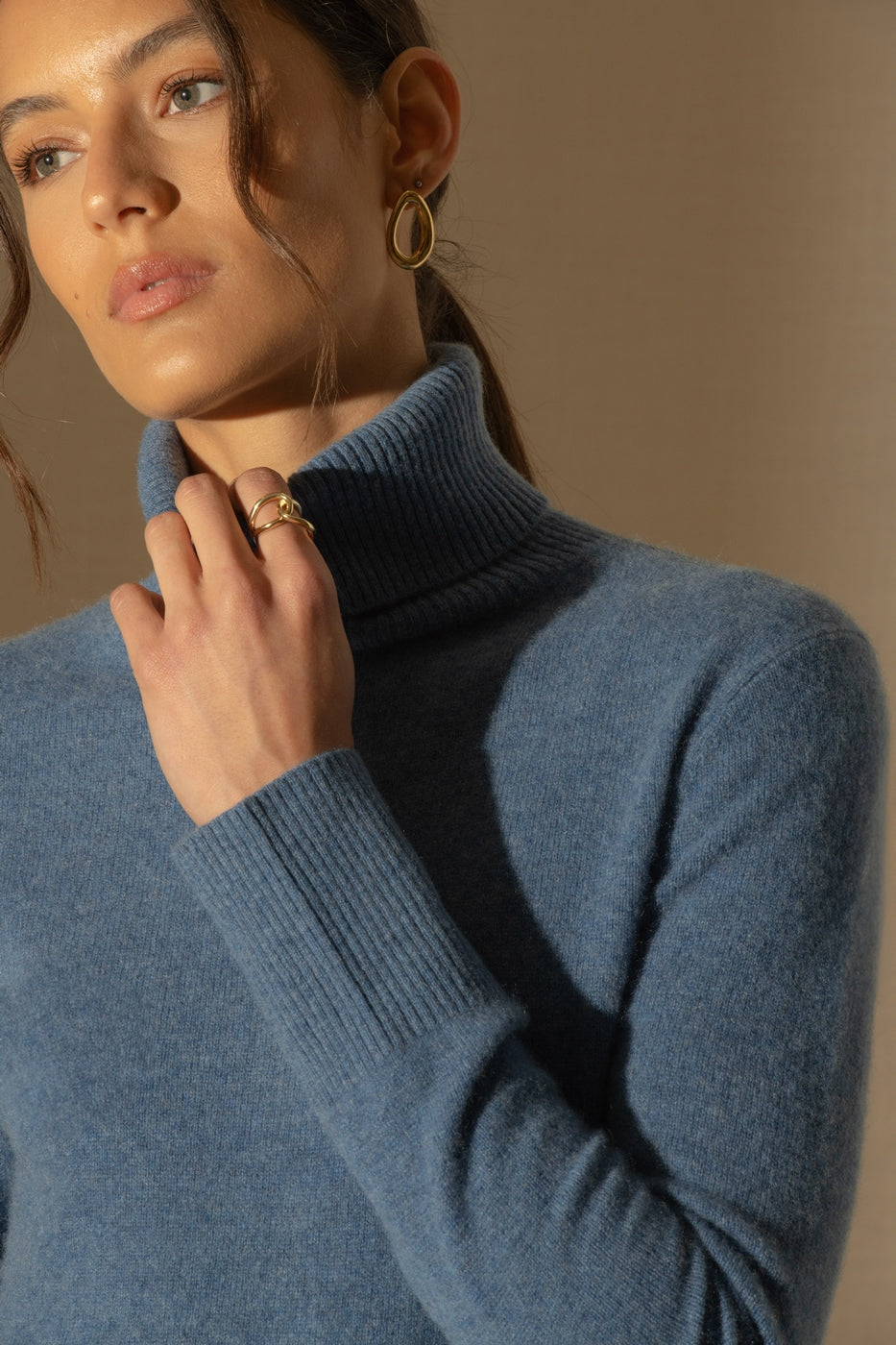 Pull Col Roulé Tracy - Bleu Denim