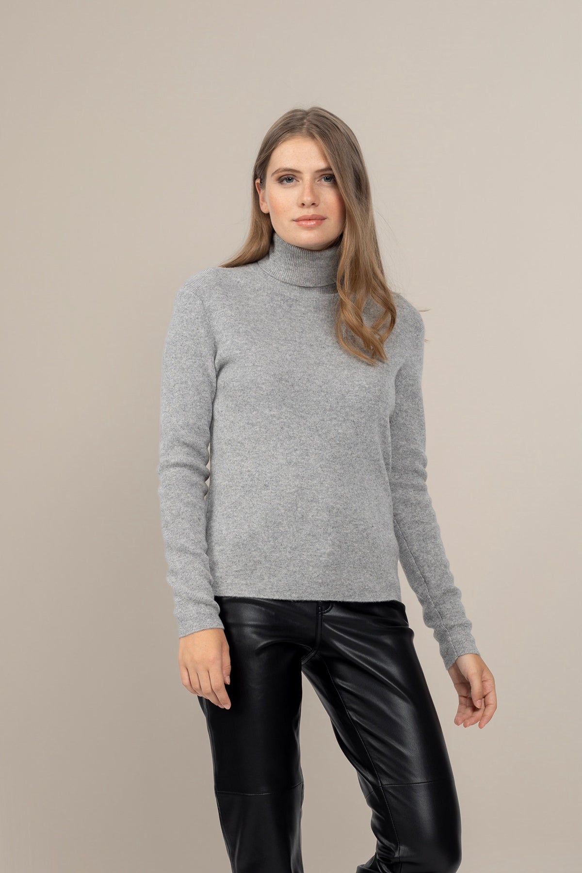 Turtleneck Sweater - Elly - Heather Cloud