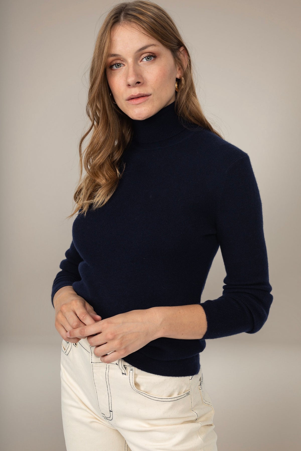 Rollkragenpullover Elly - Marineblau