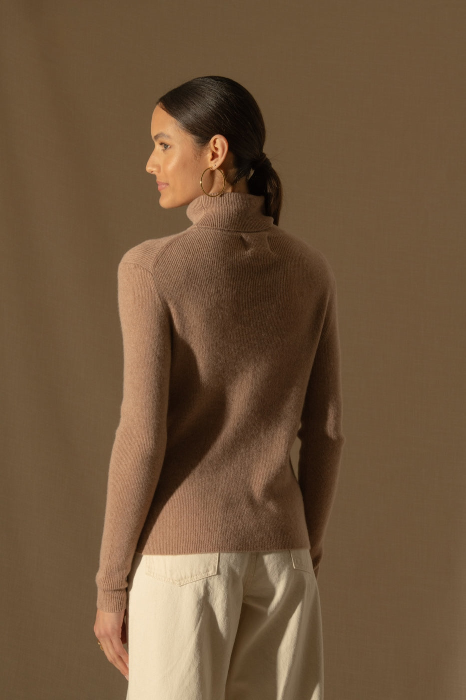 Rollkragenpullover Elly - Camel Meliert