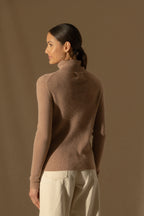 Rollkragenpullover Elly - Camel Meliert