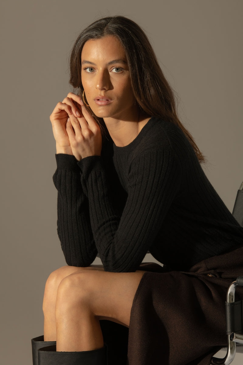Round Neck Sweater - Kylie - Black