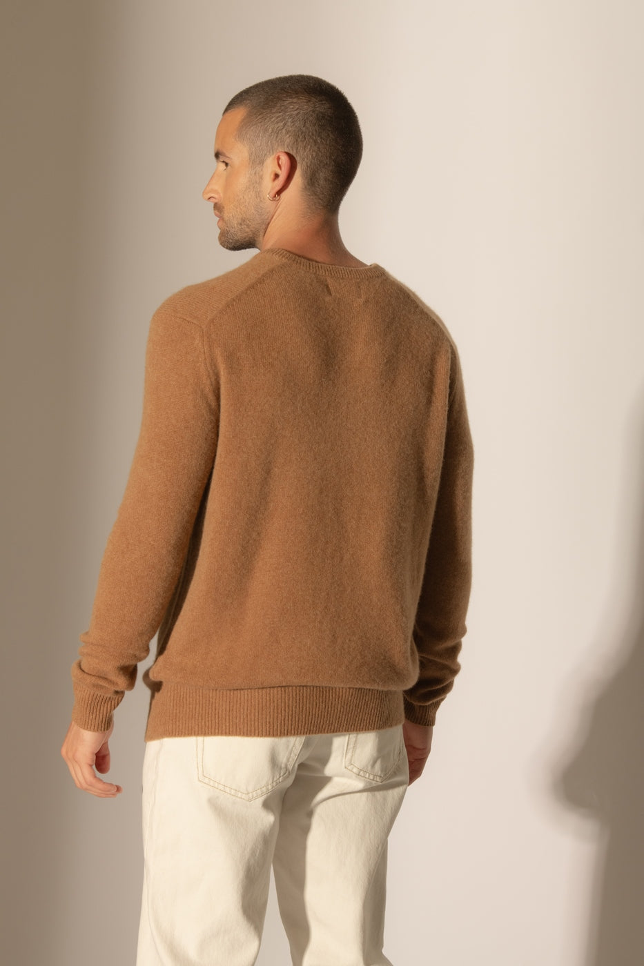 Pull Col V 4 Fils - Enzo - Noisette