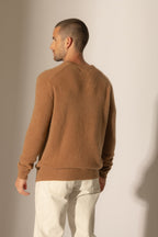 Pull Col V 4 Fils - Enzo - Noisette