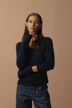 4-Ply V-Neck Jumper - Gaby - Navy