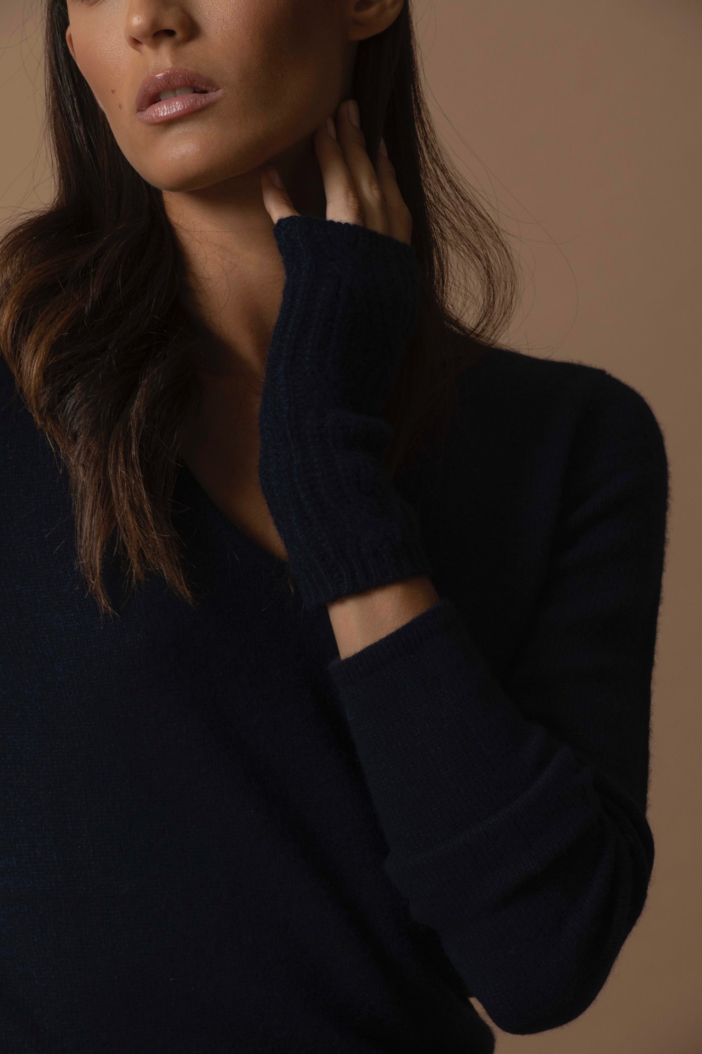 4-Ply V-Neck Jumper - Gaby - Navy