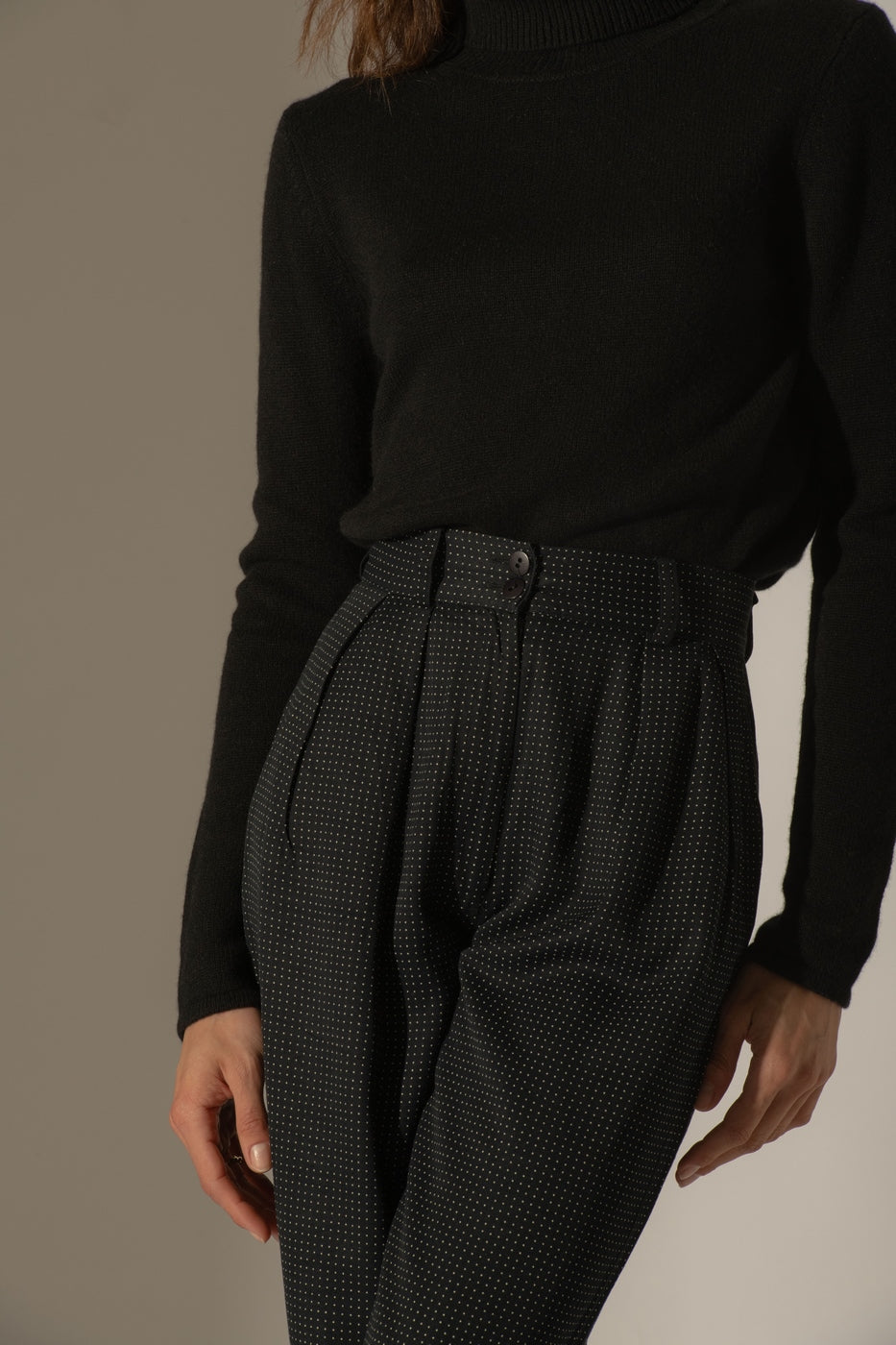 Suéter de cuello alto de 4 capas - Willow - Negro