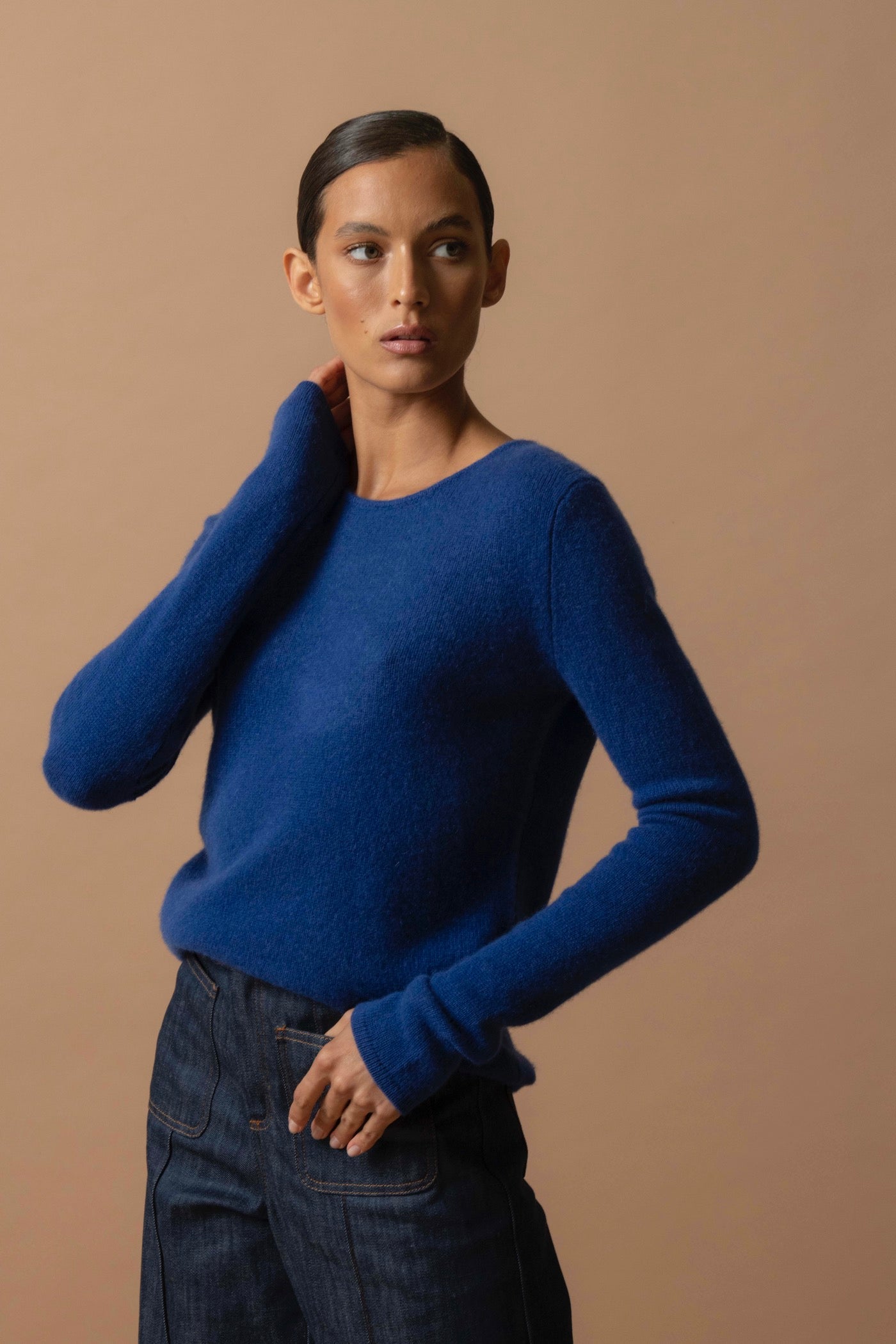 4-Ply Round Neck Jumper - Marya - Outremer