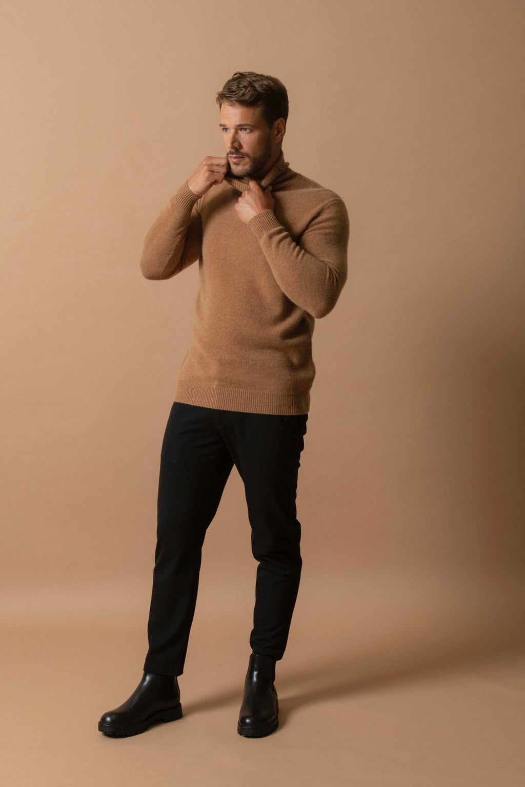 4-Ply Roll-Neck Jumper - Marius - Hazelnut