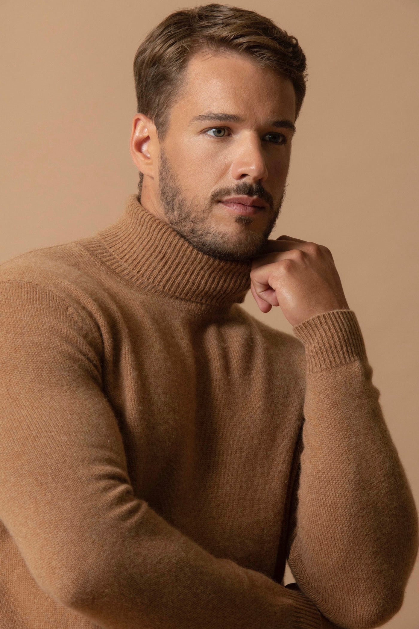 4-Ply Roll-Neck Jumper - Marius - Hazelnut