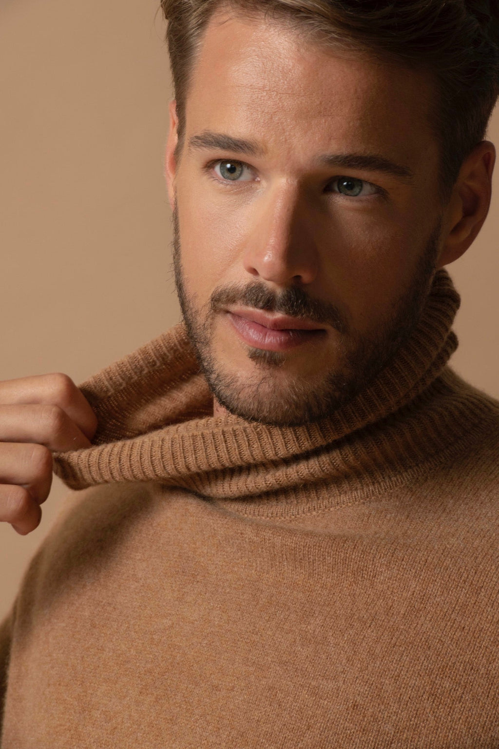 4-Ply Roll-Neck Jumper - Marius - Hazelnut