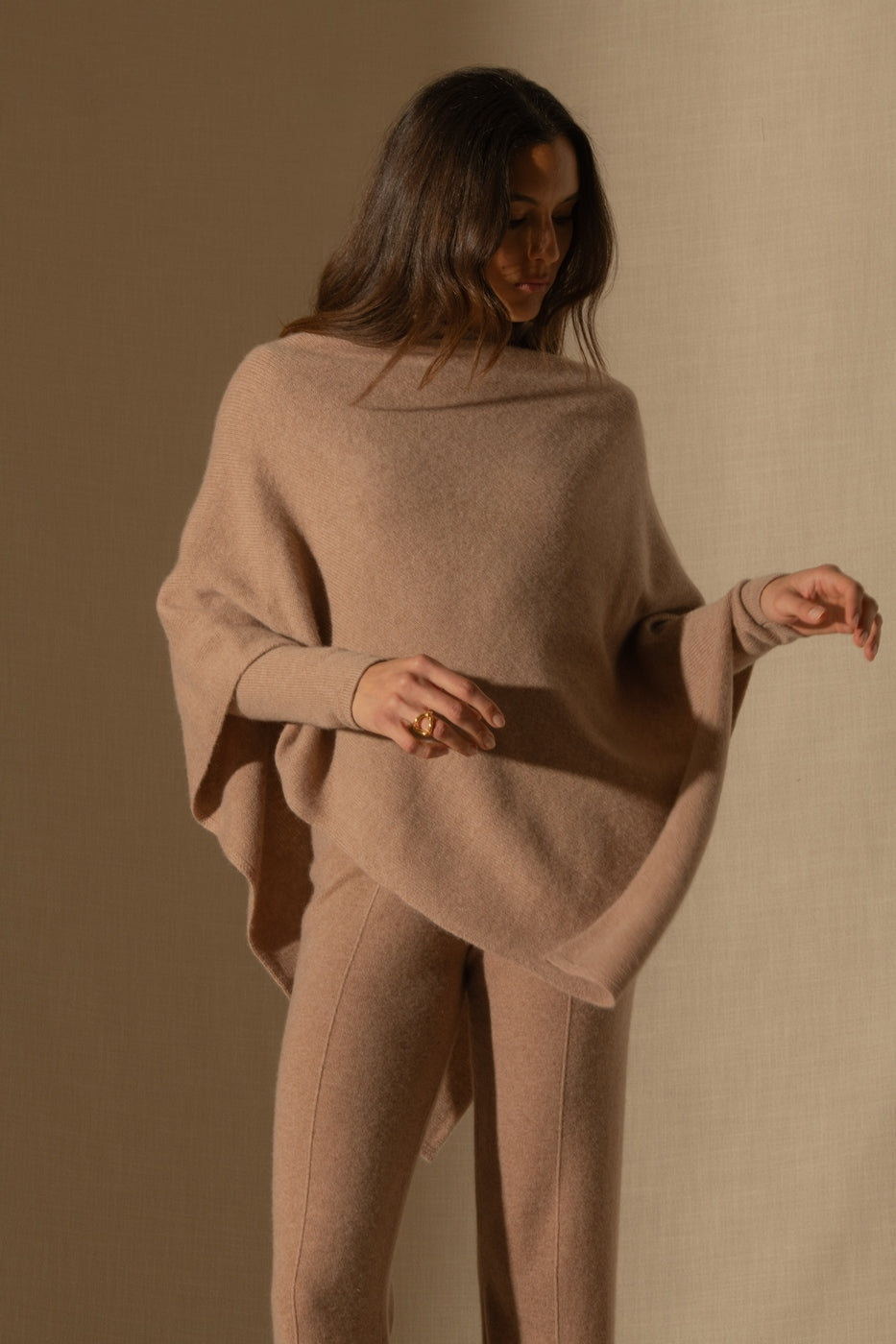 4-Ply Poncho - Georgia - Camel Heather