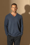 Pull Col V 4 Fils - Enzo - Ocean Chiné