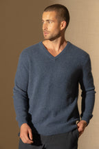 Pull Col V 4 Fils - Enzo - Ocean Chiné