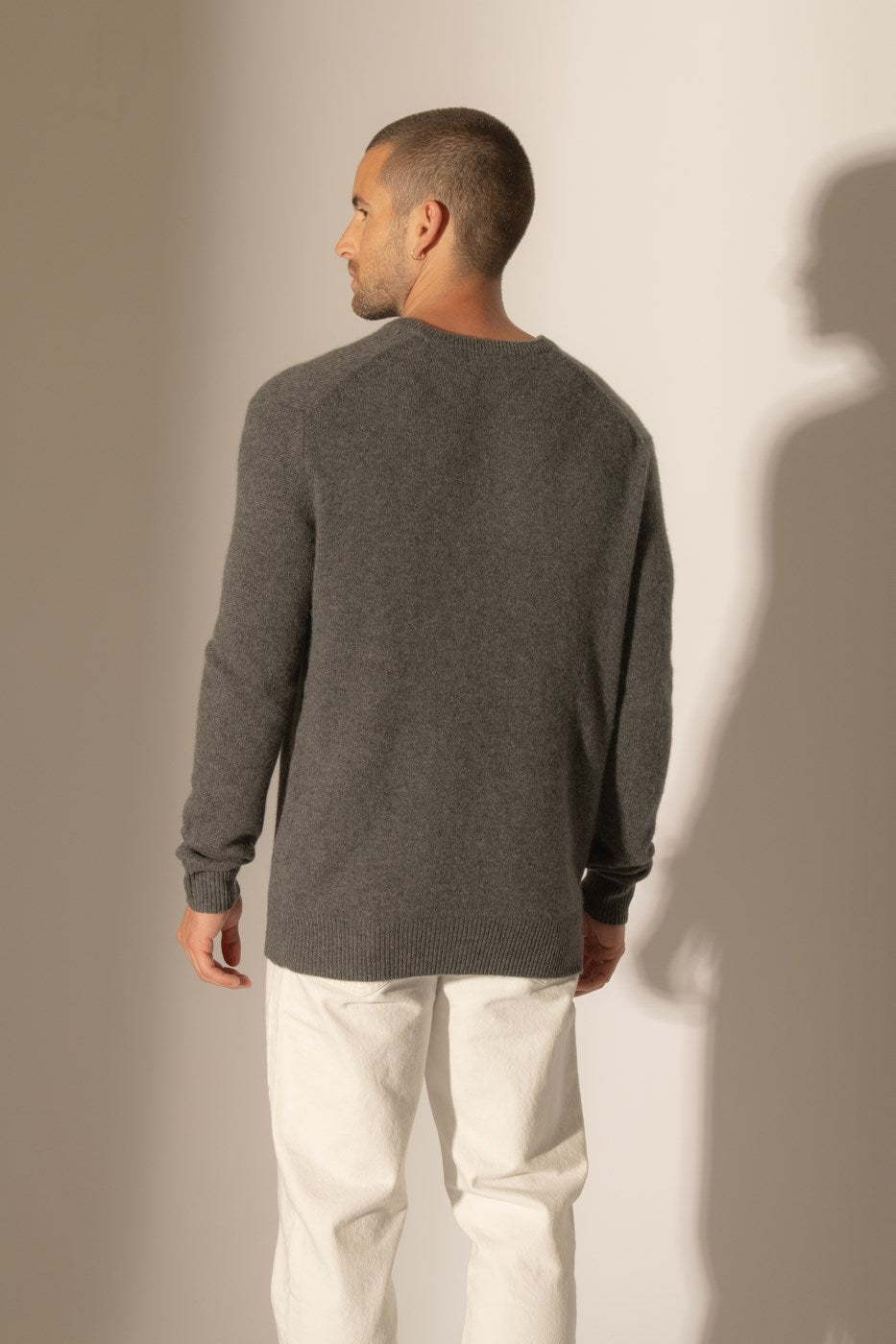 Pull Col V 4 Fils - Enzo - Anthracite Chiné