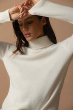 4-Ply Roll Neck Jumper - Willow - Snow