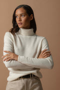 4-Ply Roll Neck Jumper - Willow - Snow