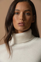 4-Ply Roll Neck Jumper - Willow - Snow