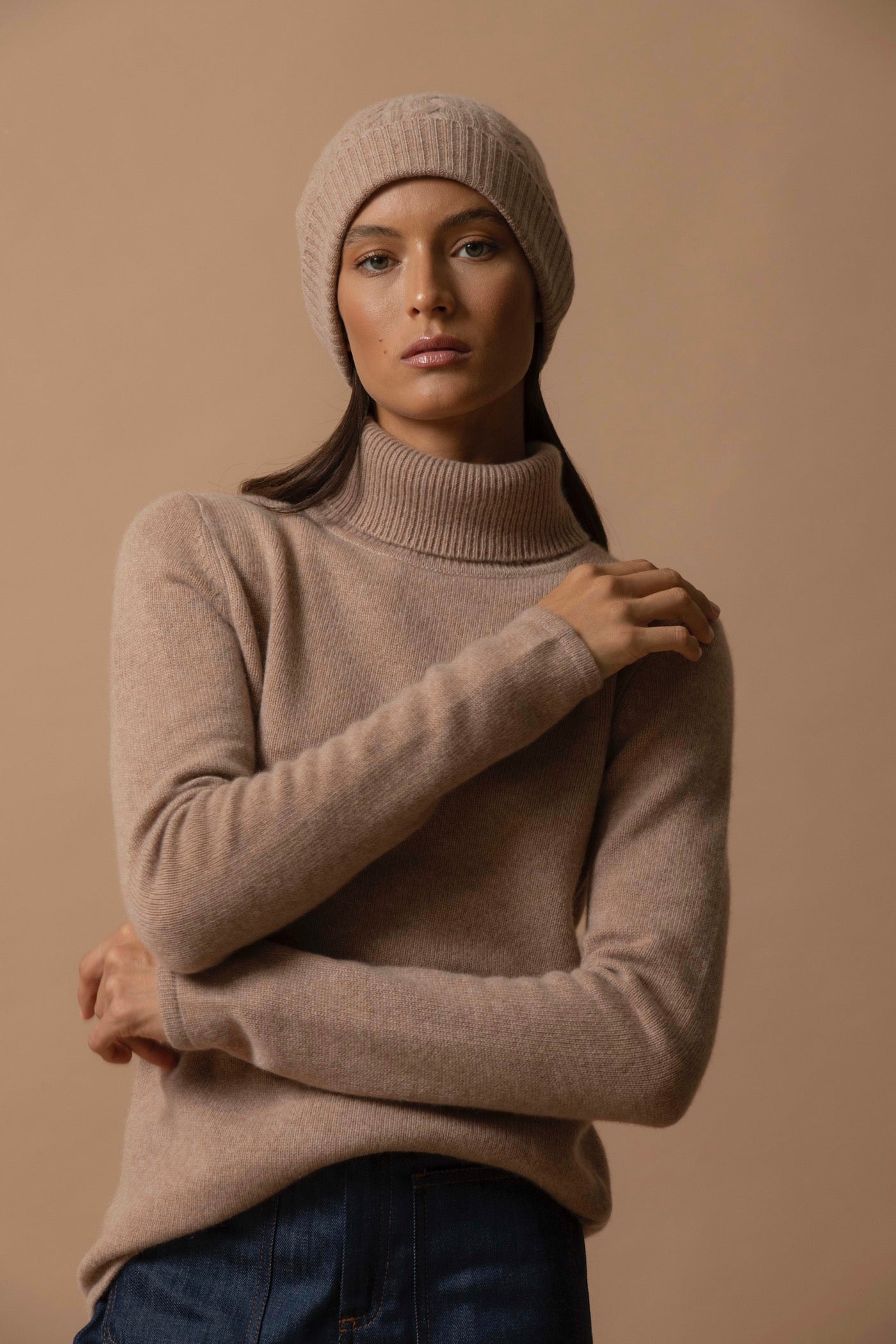 Pull Col Roulé 4 Fils - Willow - Camel Chiné