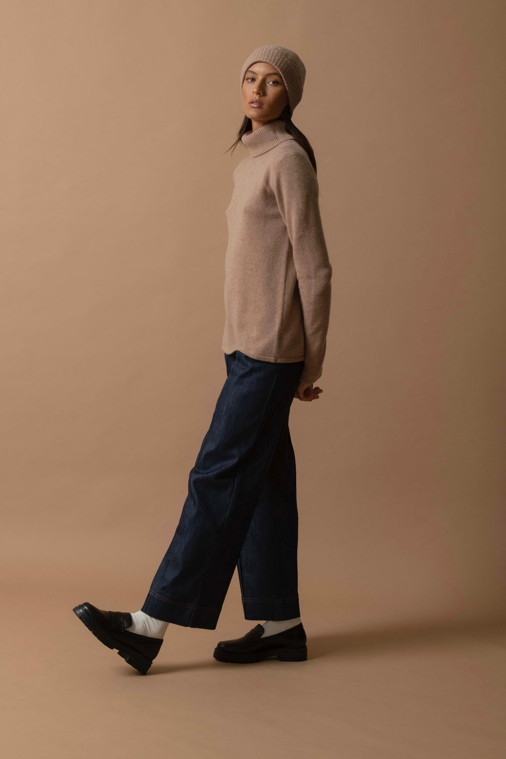 Maglione Collo Alto 4 Fili Willow - Cammello Melange