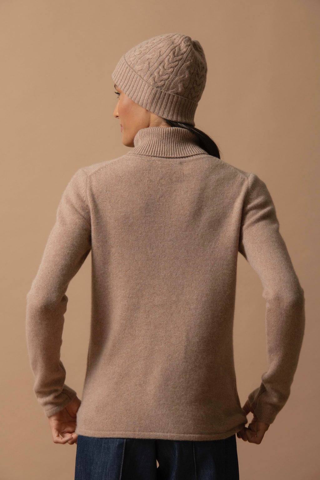 Maglione Collo Alto 4 Fili Willow - Cammello Melange