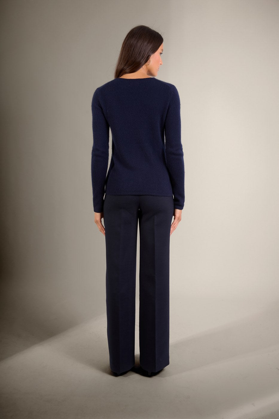 4-Ply Crew Neck Sweater - Marya - Navy