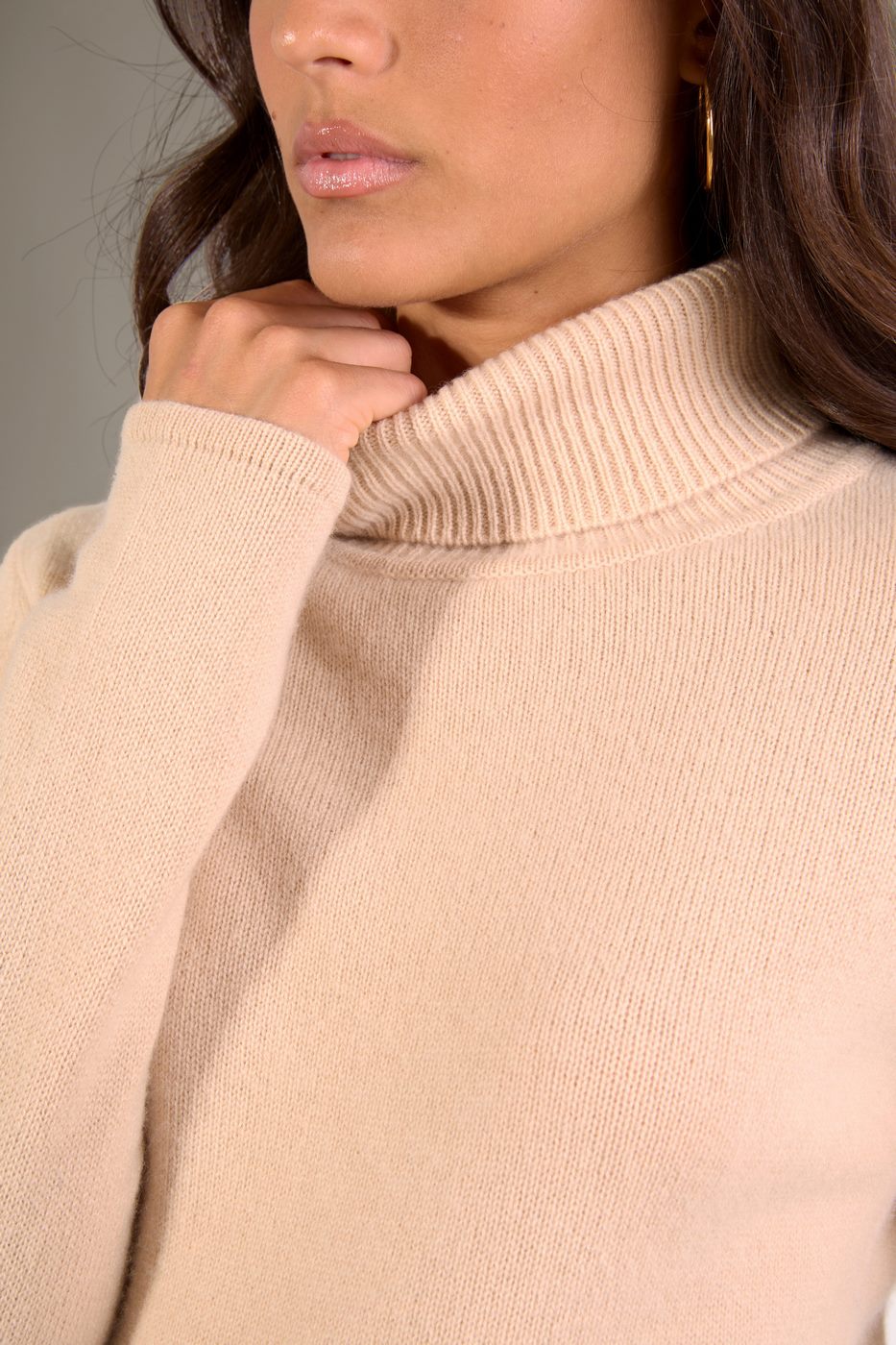 4-Ply Turtleneck Sweater - Willow - Beige