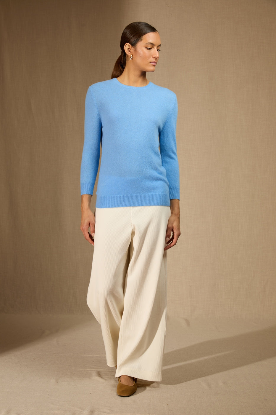 Pull Col Rond Boutonné Dos Vanessa - Baby Blue
