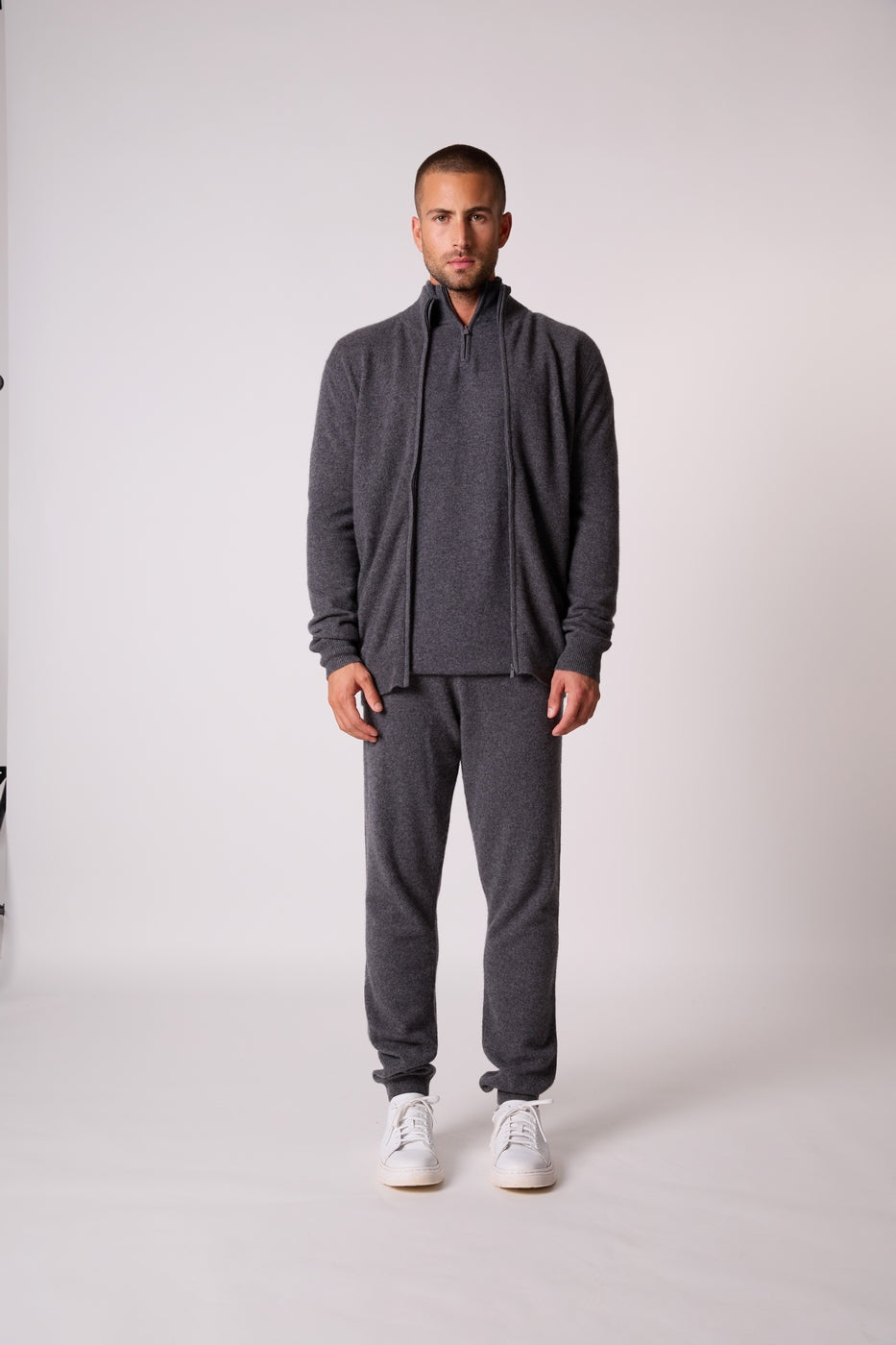 Gilet Zippé Col Montant Cody - Anthracite Chiné