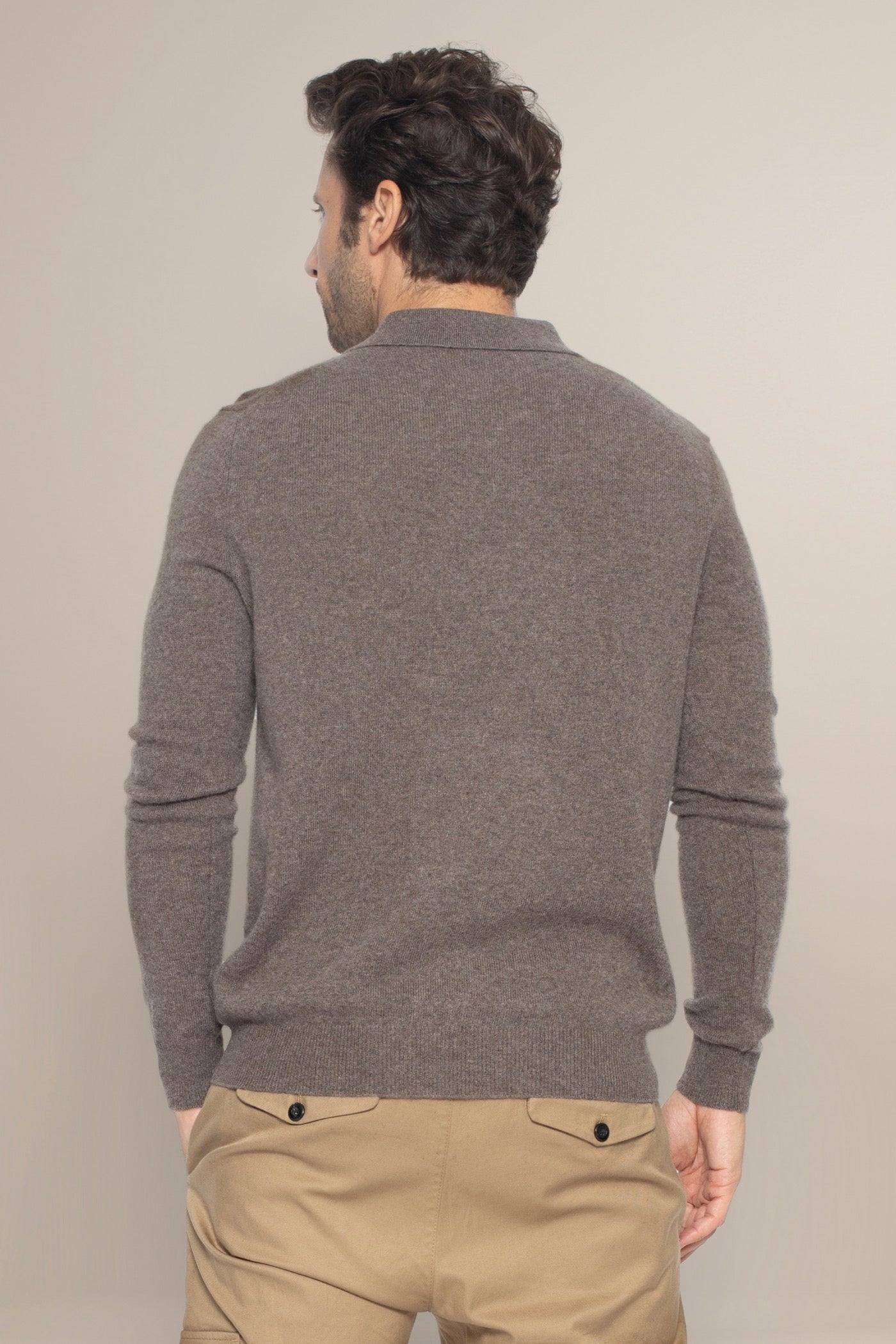 Polo Manches Longues - Spencer - Taupe Chiné