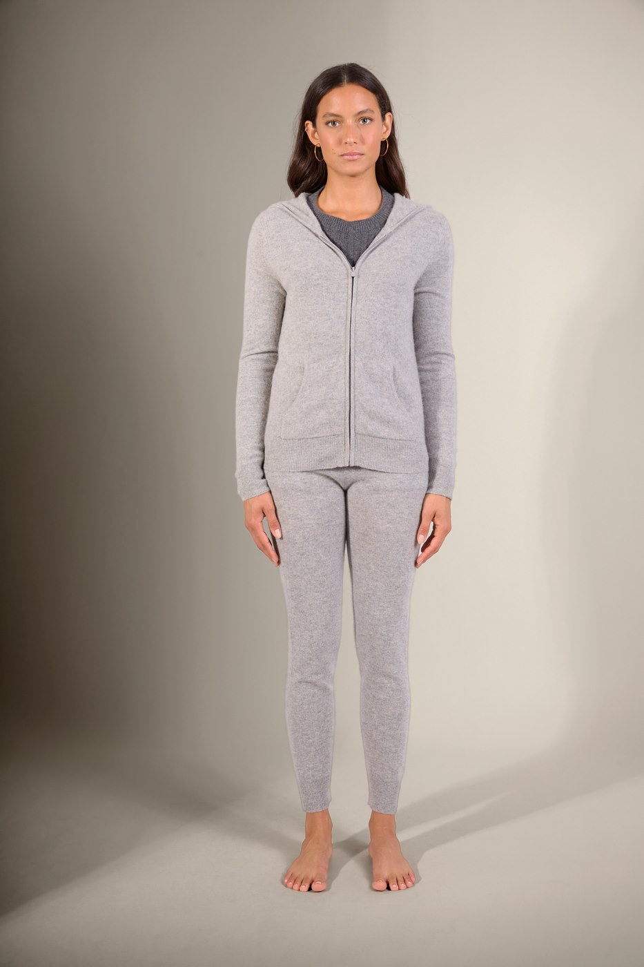 Gilet Zippé Capuche - Emma - Nuage Chiné