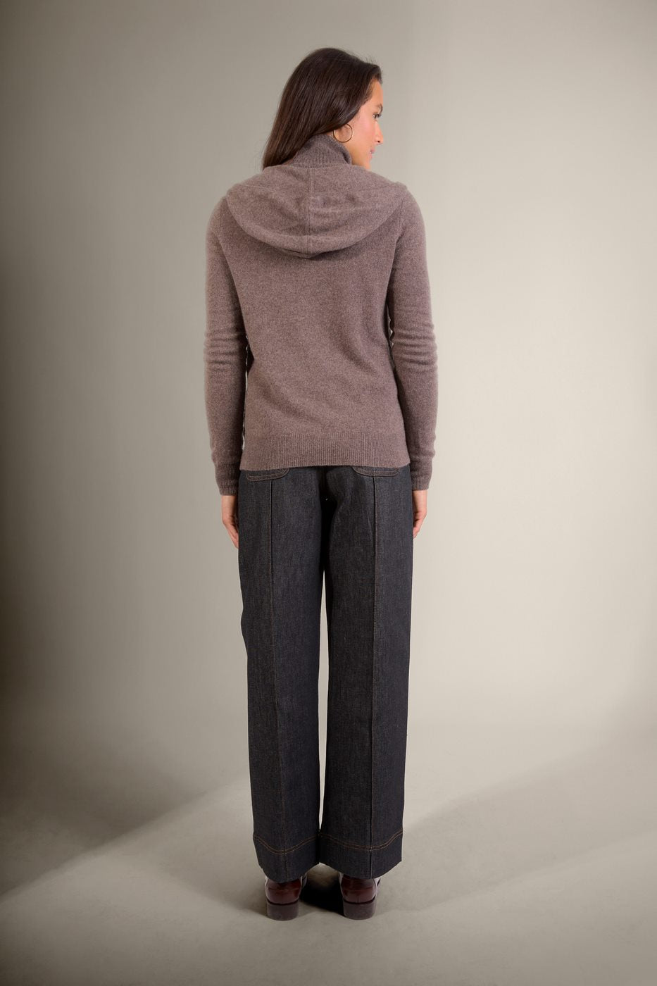 Gilet Zippé Capuche Emma - Taupe Chiné